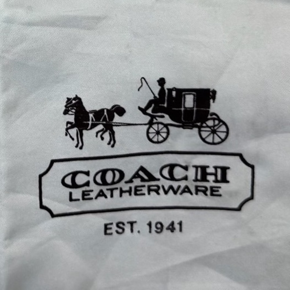 Coach Leatherware White Drawstring Dust Bag Horse and Carriage Logo 19.5x15